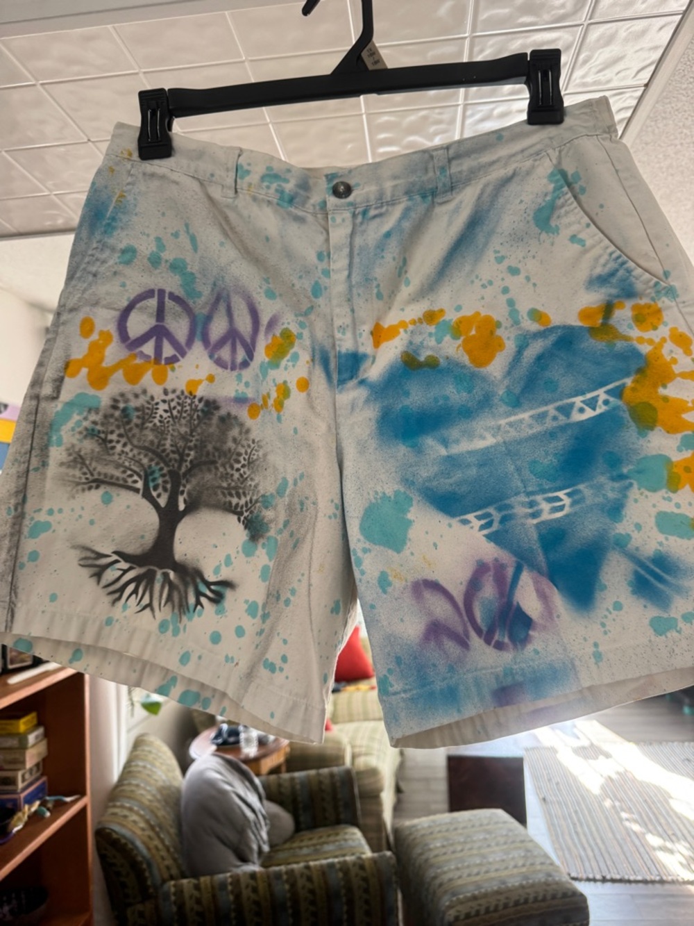 Custom Painted Women’s Size 14W Shorts - One-of-a-Kind Wearable Art